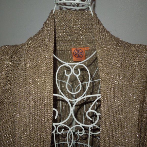 Tory Burch Gold Metallic Knitted Cardigan XXS - Picture 3 of 5